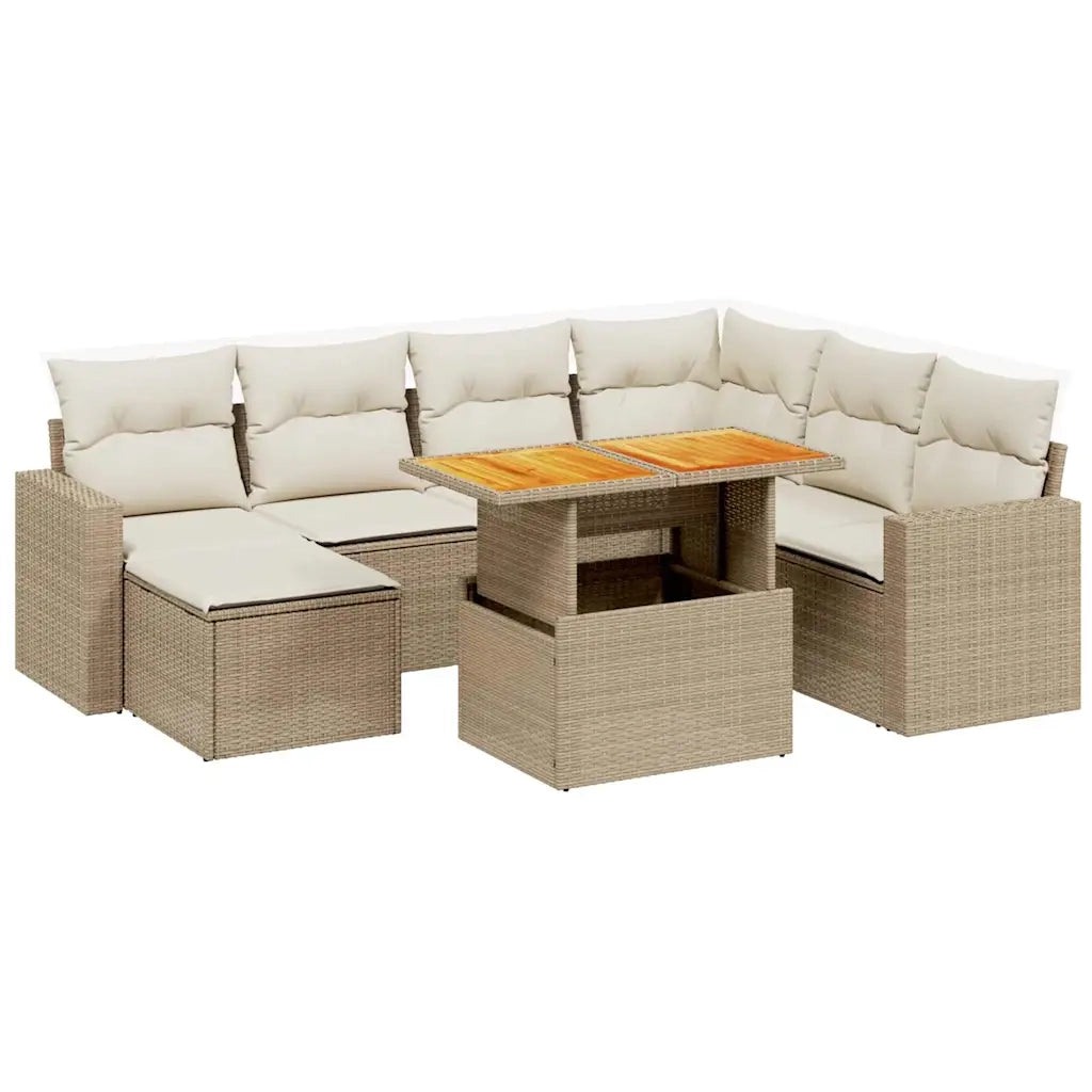 Set Divano da Giardino 8 pz con Cuscini Beige in Polyrattan 3275606