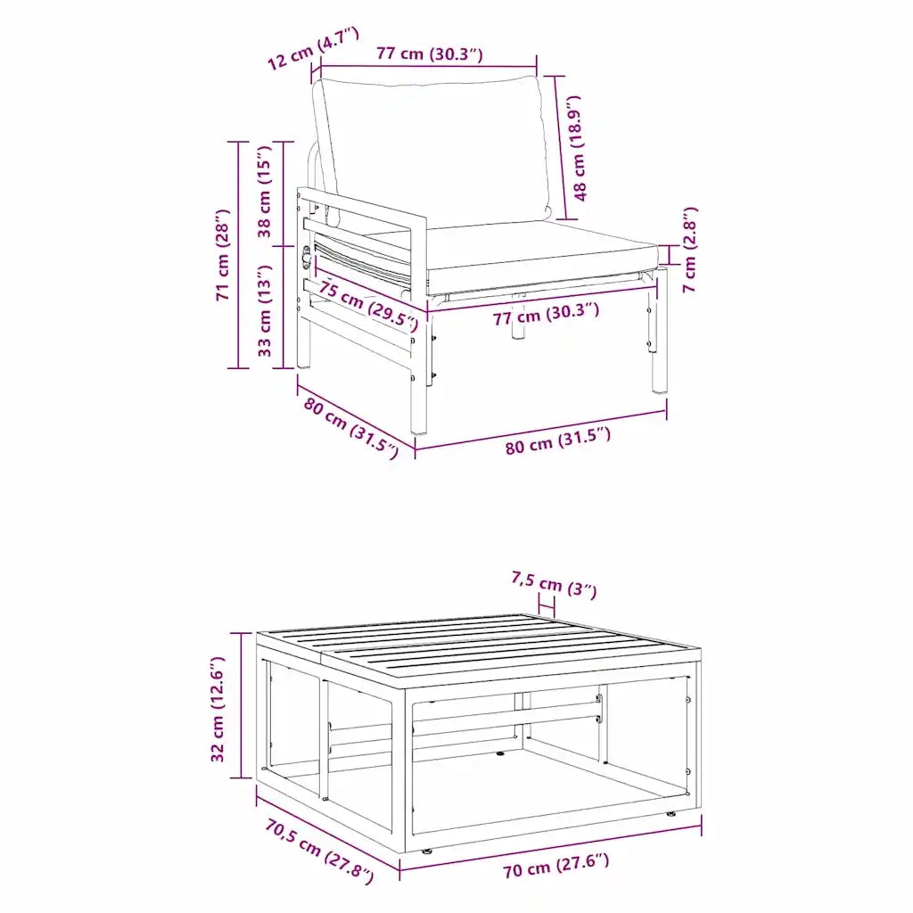 vidaXL Set Divano da Giardino 3 pcs Antracite Acciaio