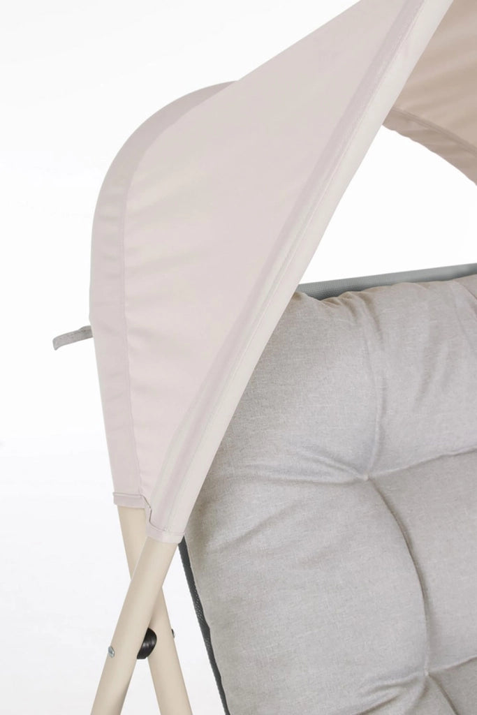 Poltrona da Giardino con Cuscini e Tettuccio 113x86x142h cm in Acciaio e Textilene Taito Grigio Chiaro