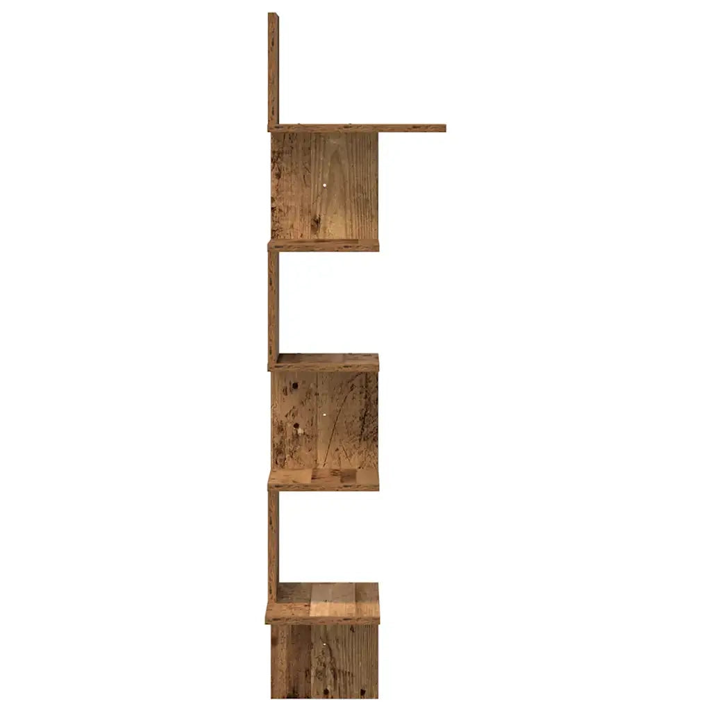 Mensola | Ripiano | Scaffale Angolare Legno Vecchio 32x32x127,5 cm Legno Multistrato