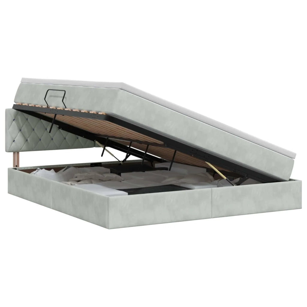 Letto con Contenitore Grigio Chiaro 180 x 200 cm Velluto 3458763