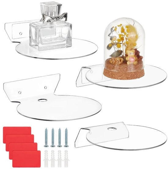 Organizzatore miniaturizzato per oggetti da collezione - 12 cm - Translucido - Ripiano ad attacco alla parete per dispositivi di sorveglianza