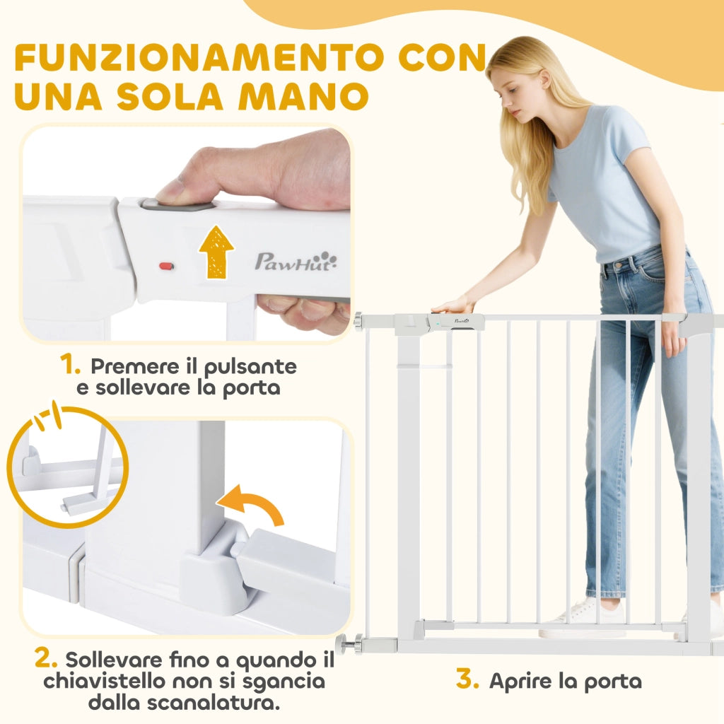 Cancelletto di Sicurezza per Cani, Fissaggio a Pressione Larghezza Regolabile 76-97cm