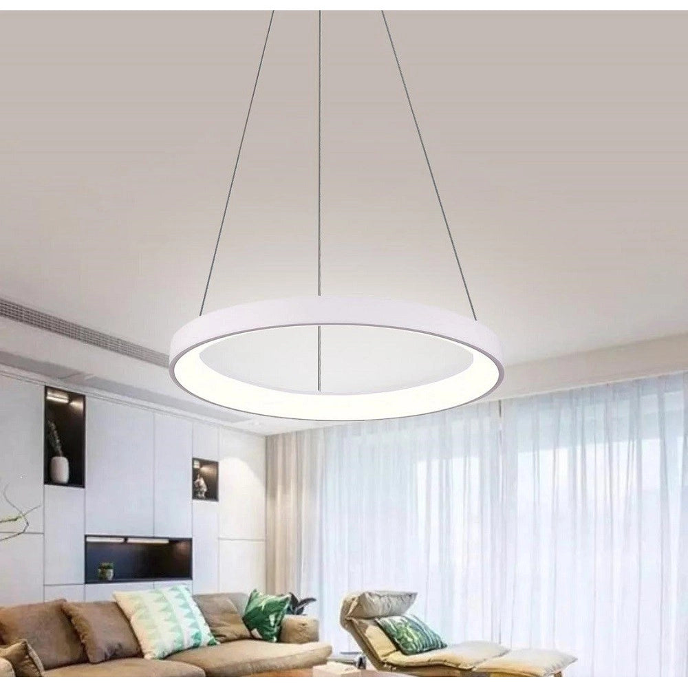 Trade Shop - Lampadario Pendente Led 42 W Cct Lampada Sospensione Circolare 58cm Luci Ufficio -