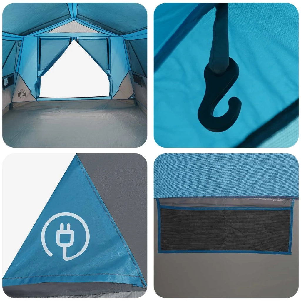 Tenda a tunnel con tetto Blu 10 persone Poliestere e Acciaio 42028662