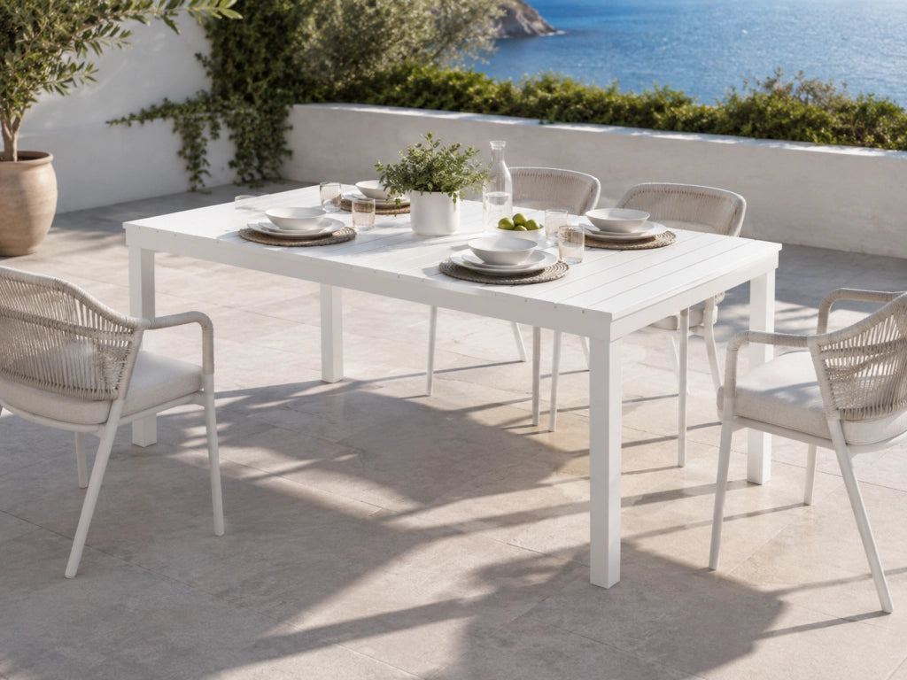 Tavolo Componibile Rettangolare Sumatra Pro Garden Bianco Cm 138x80x72h