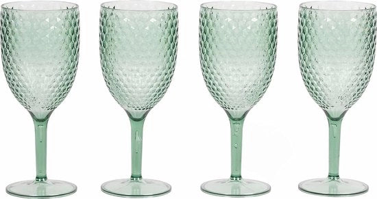 Set di bicchieri da vino 4 pezzi, bicchieri da vino rossi, bicchieri da vino bianchi per esterno/giardino, materiale BPA libero, colore verde