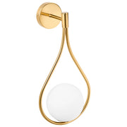 Lampada da parete Base in metallo dorato Paralume in vetro Elegante forma a lacrima Moderna Glam