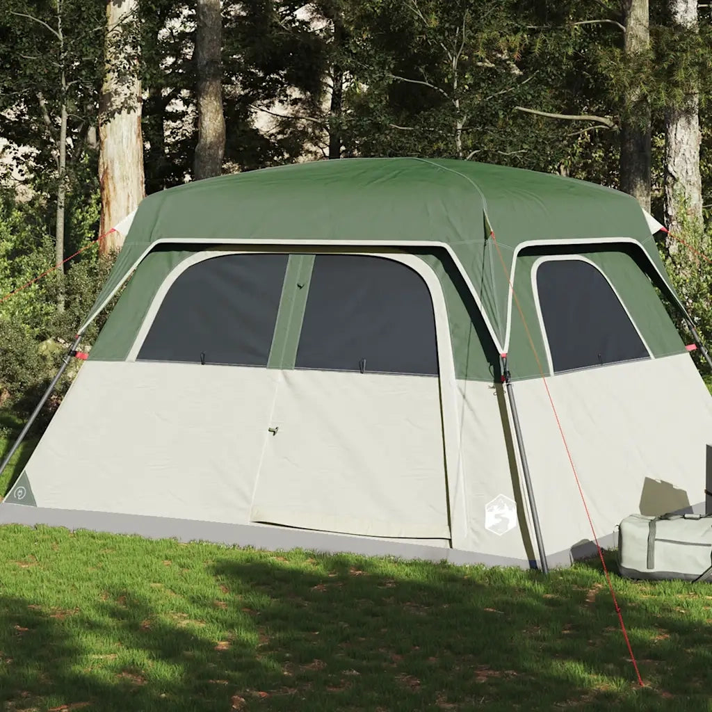 Tenda Familiare Cabina per 6 Persone-Tenda da campeggio Verde Impermeabile 885377