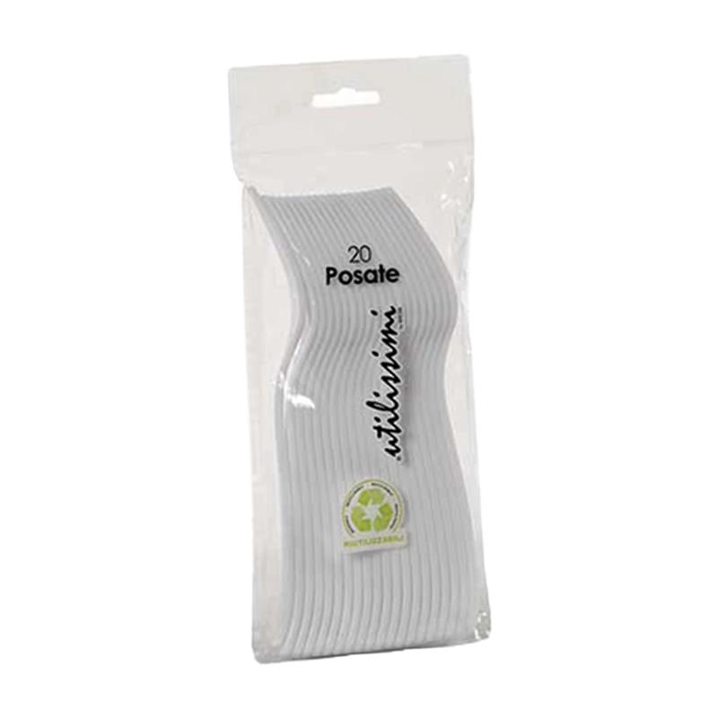 FORCHETTE RIUTILIZZABILI COLORE BIANCO 20 PEZZI 19CM