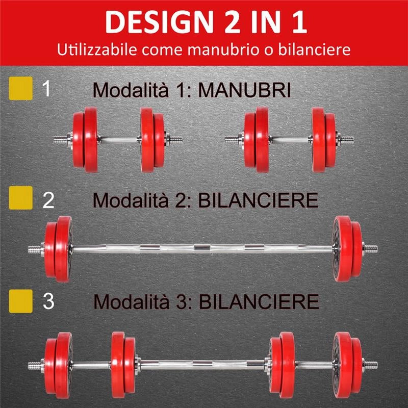 SET PESI DA 20 KG RIVESTIMENTO ANTIGRAFFI IN DOTAZIONE 1 BILANCIERE E 2 MANUBRI