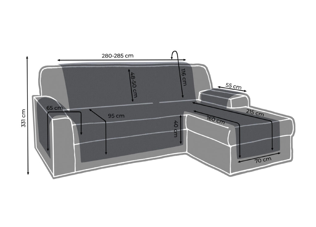Copridivano Trapuntato Per Divani Con Penisola Disegno Cuore Appeso - 280-285 cm - Rosso