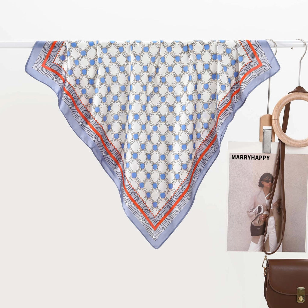 Sciarpa da donna in seta, stile coreano, elegante sciarpa quadrata sottile con stampa.