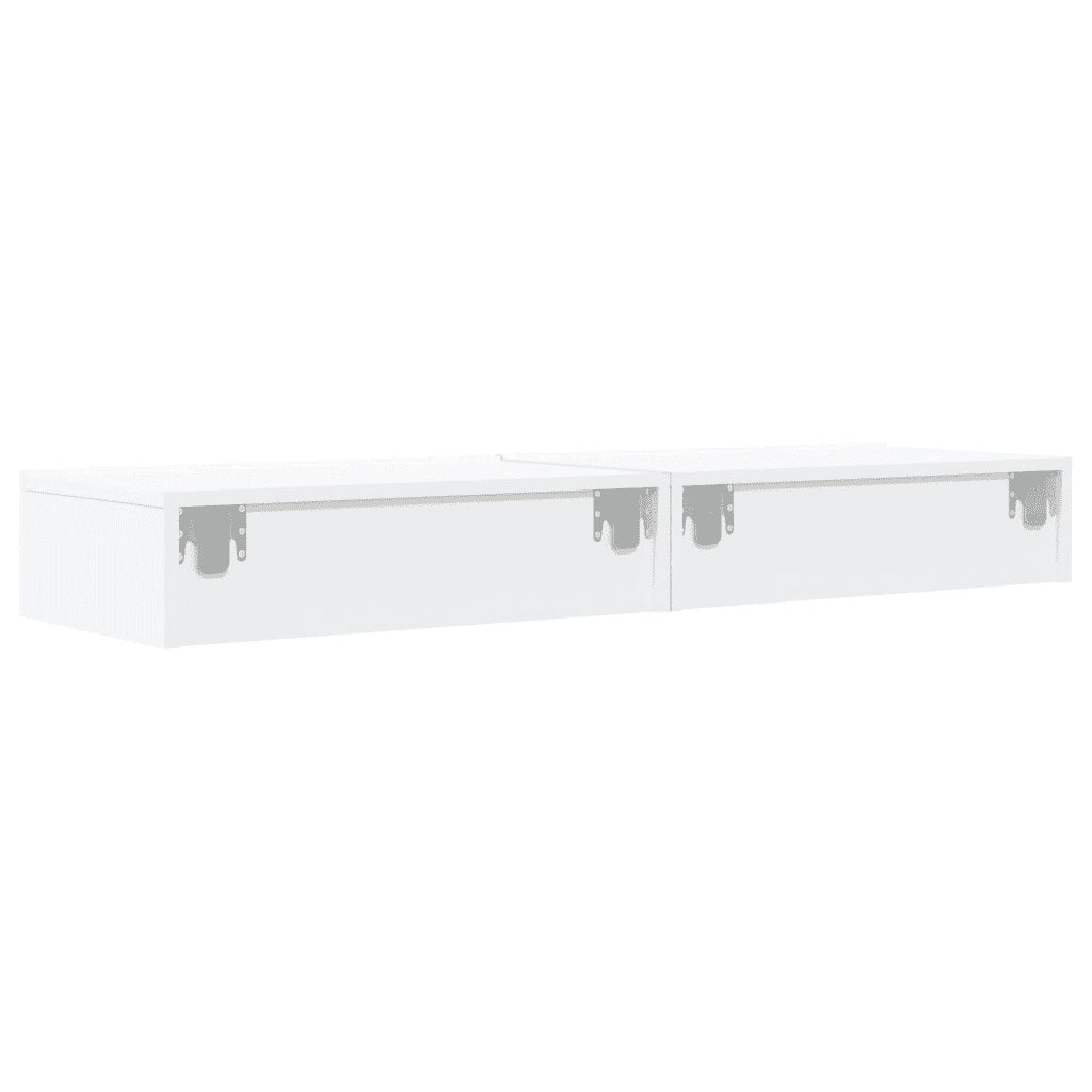 Mobili Porta TV con Luci LED 2pz | Armadietto TV | Mobile Porta TV Bianchi 60x35x15,5 cm