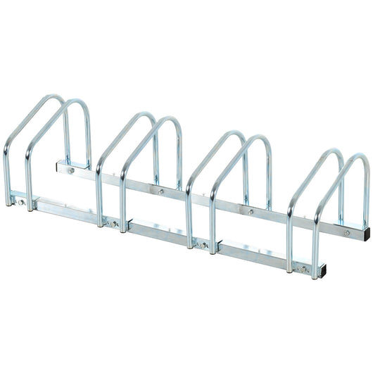 Rastrelliera Porta Biciclette 4 Posti 110x33x27 cm in Acciaio Argento