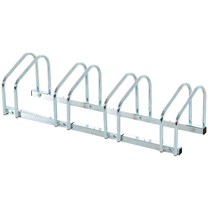 Rastrelliera Porta Biciclette 4 Posti 110x33x27 cm in Acciaio Argento