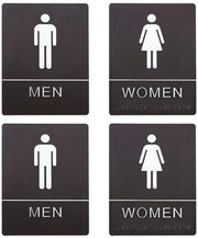 Tavolo per la toilette 200x150mm - Tavolo per la toilette con braille - Autoadesivo - Acrilico - Uomini/Donne - Progetto elegante - Etichette per la toilette
