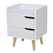 EasyComfort Comodino da Camera da Letto Salvaspazio, Moderno Comodino con 2 Cassetti, Design Semplice, Legno Bianco, Piedini in Legno di Pino, 33 x 28 x 42cm, Bianco