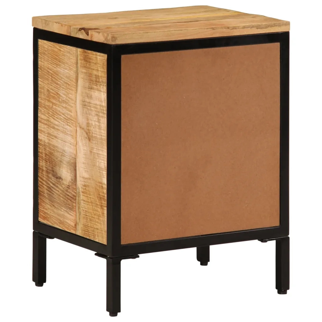Comodino-Tavolino da notte 40x30x52,5 cm in Legno Massello di Mango Grezzo