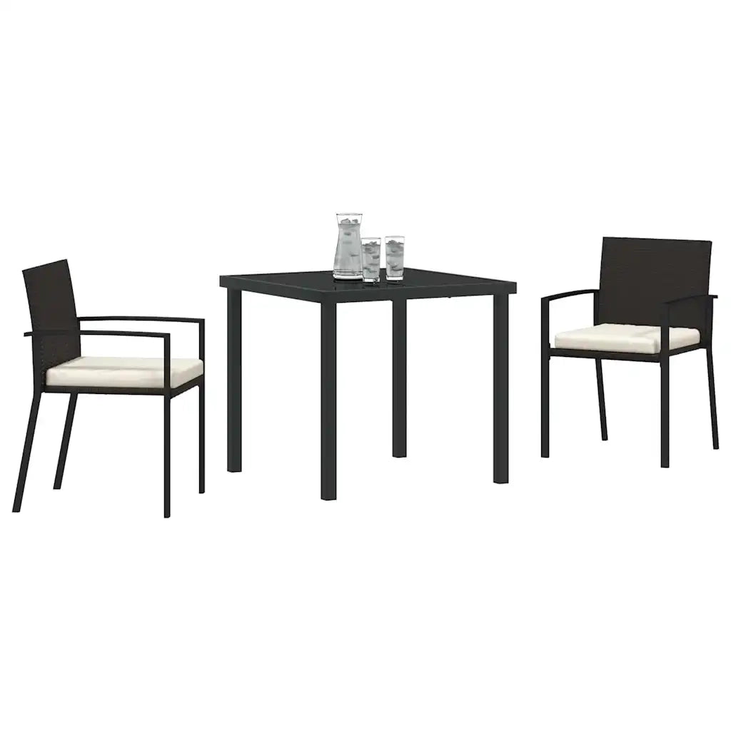 Set da Pranzo per Giardino 3 pcs Nero