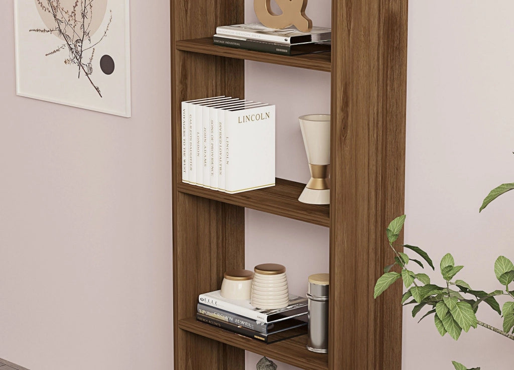 Biblioteca Burcei, Libreria 5 Ripiani, 50x20x160h cm Marrone Noce