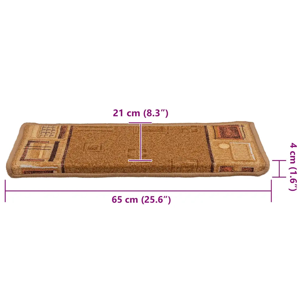 Tappetini Autoadesivi per Scale 15 pz 65x21x4 cm Beige 326207