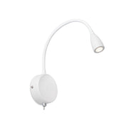 Faro Barcelona - Lampada da parete con braccio Loke Led 3W - Alluminio e Metallo Verniciato, Camera da letto, Luce da lettura - Bianca