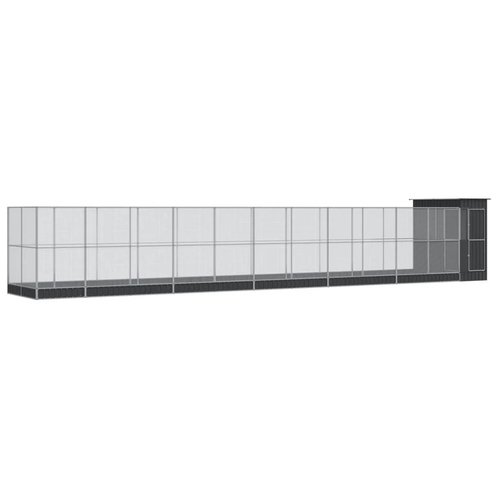 Voliera a gabbia con estensione in argento 1244 x 203 x 216 cm acciaio argento 02_0045647