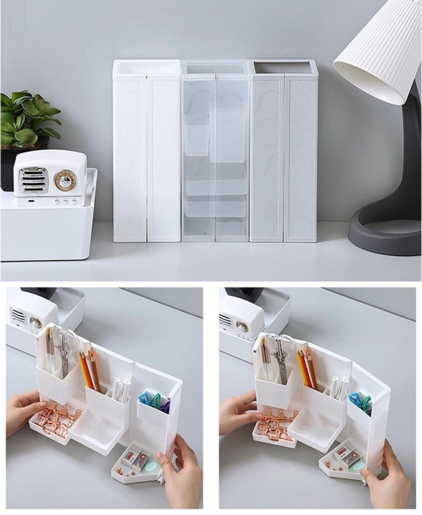 Organizer da scrivania multifunzione richiudibile portapenne cancelleria JK21196