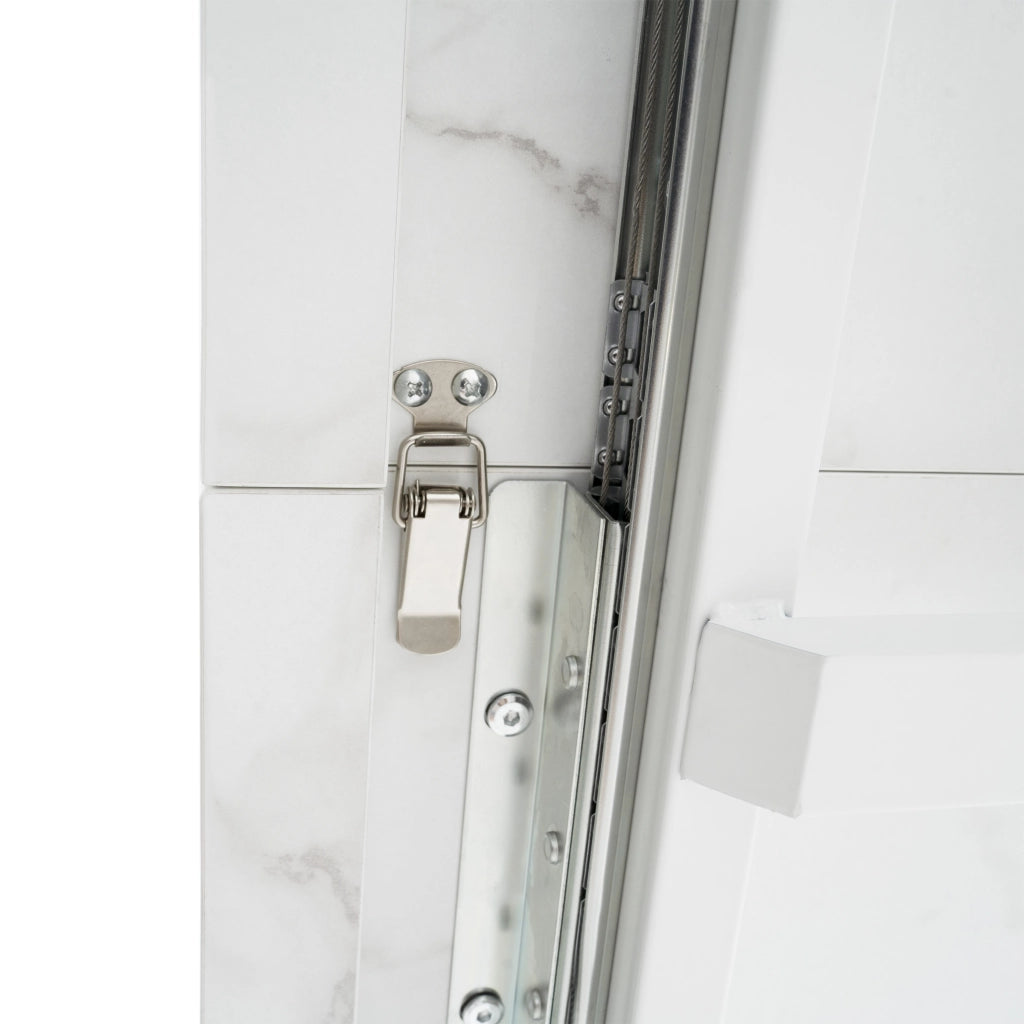Tavolo allungabile rettangolare con piano effetto marmo bianco e base a X in metallo per sala da pranzo 160 × 80 × 76,5 cm