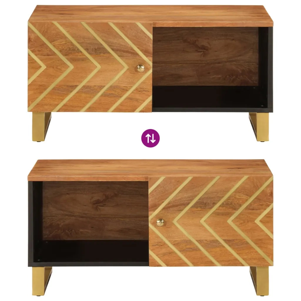 Tavolino da salotto | Tavolino da caff¨¨ | Tavolino da Soggiorno Marrone e Nero 80x50x40 cm Legno di Mango