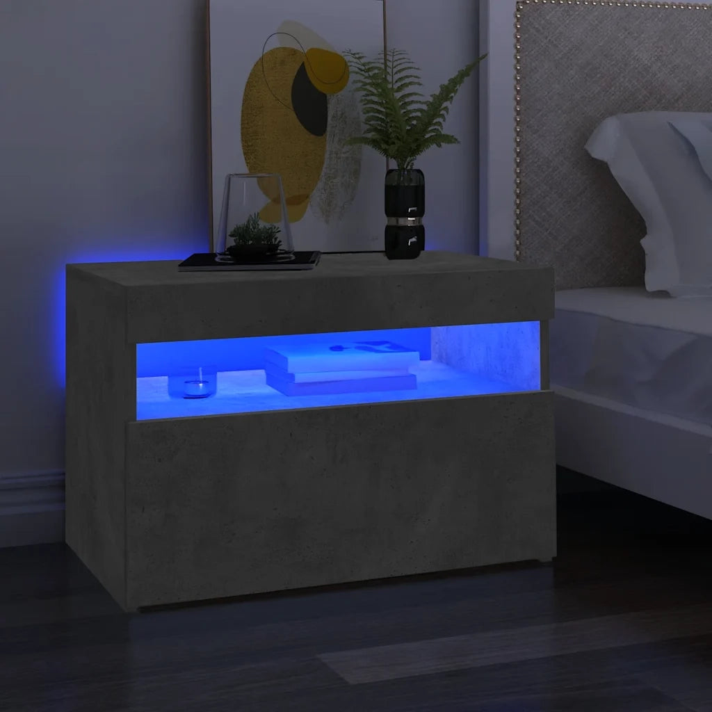 Mobile Porta TV con Luci LED Grigio Cemento 60x35x40 cm 804417