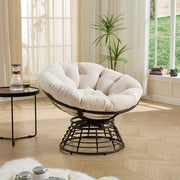 POLTRONA Girevole 92 cm in acciaio e PE rattan Bianca