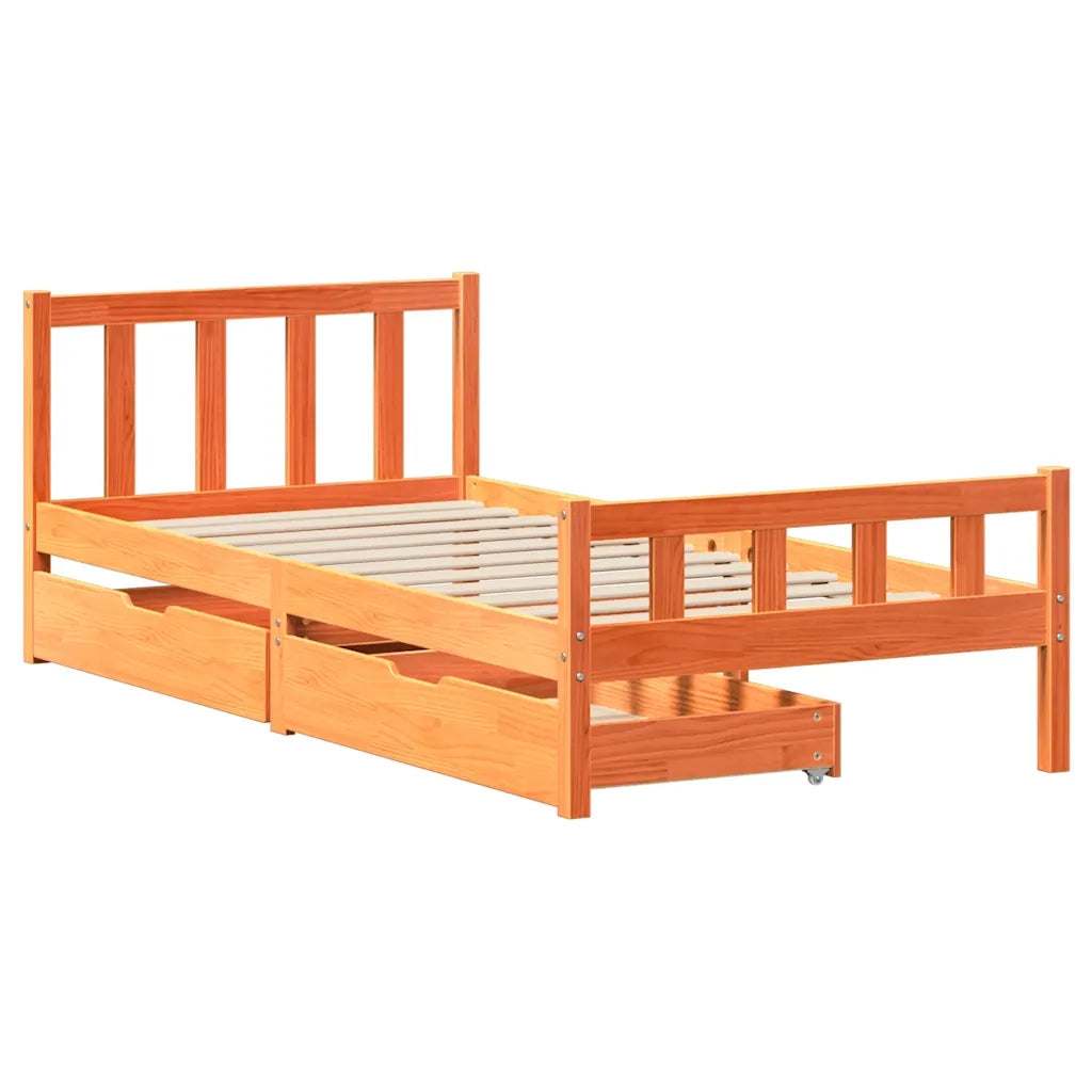 Letto senza Materasso Marrone Cera 75x190 cm in Legno di Pino