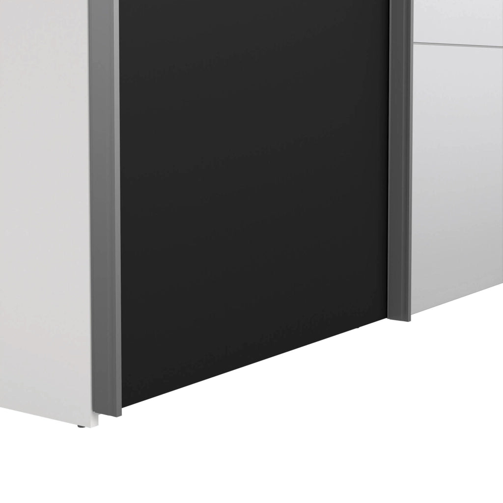 Guardaroba 2 ante Seraphine, Mobile camera da letto, Cabina armadio portabiti, Armadio appendiabiti, 150x61 h200 cm, Bianco e Nero