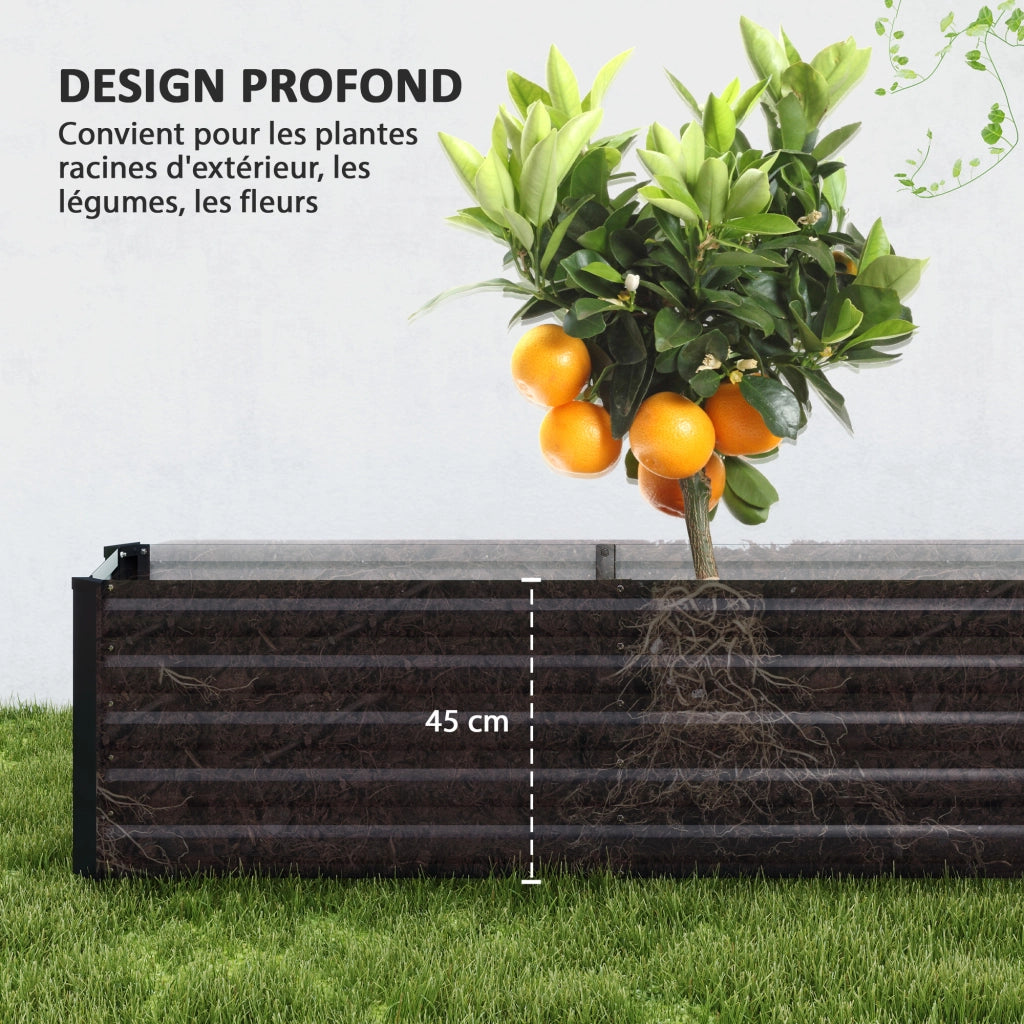 Vaso da giardino rialzato ¨C zephmum ¨C 240x40x45 cm grigio scuro