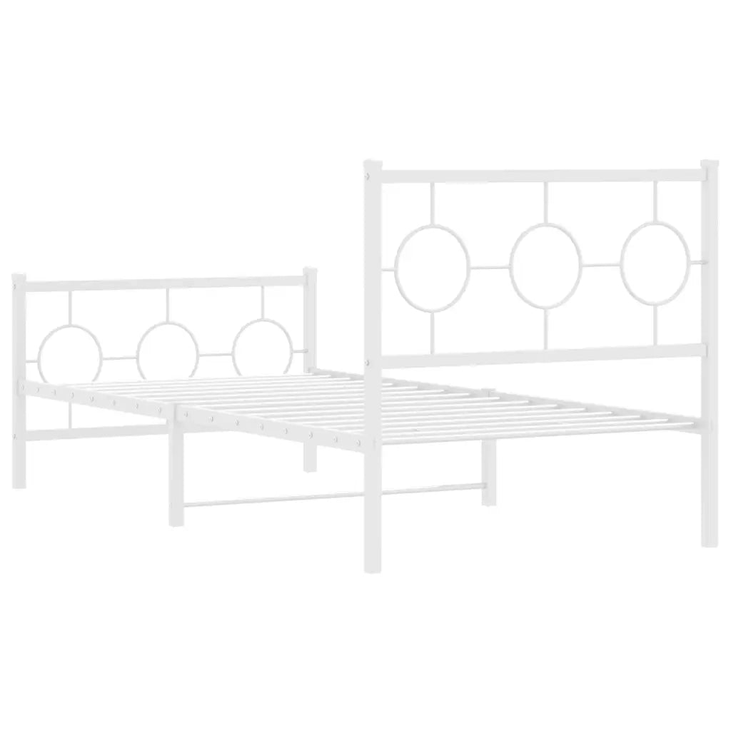 Giroletto con Testiera e Pediera-Struttura Letto Metallo Bianco 90x190 cm 270080