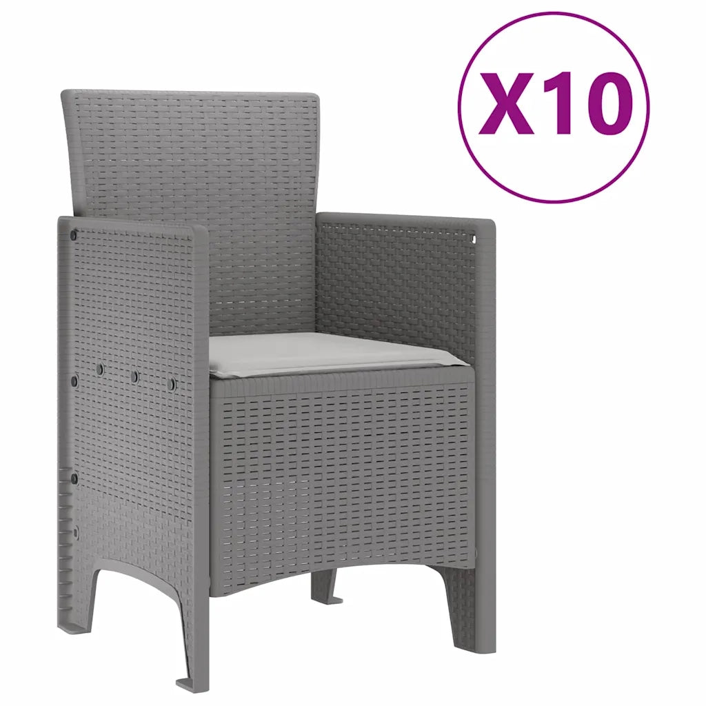Set da Pranzo per Giardino 11 pcs Grigio chiaro Polipropilene
