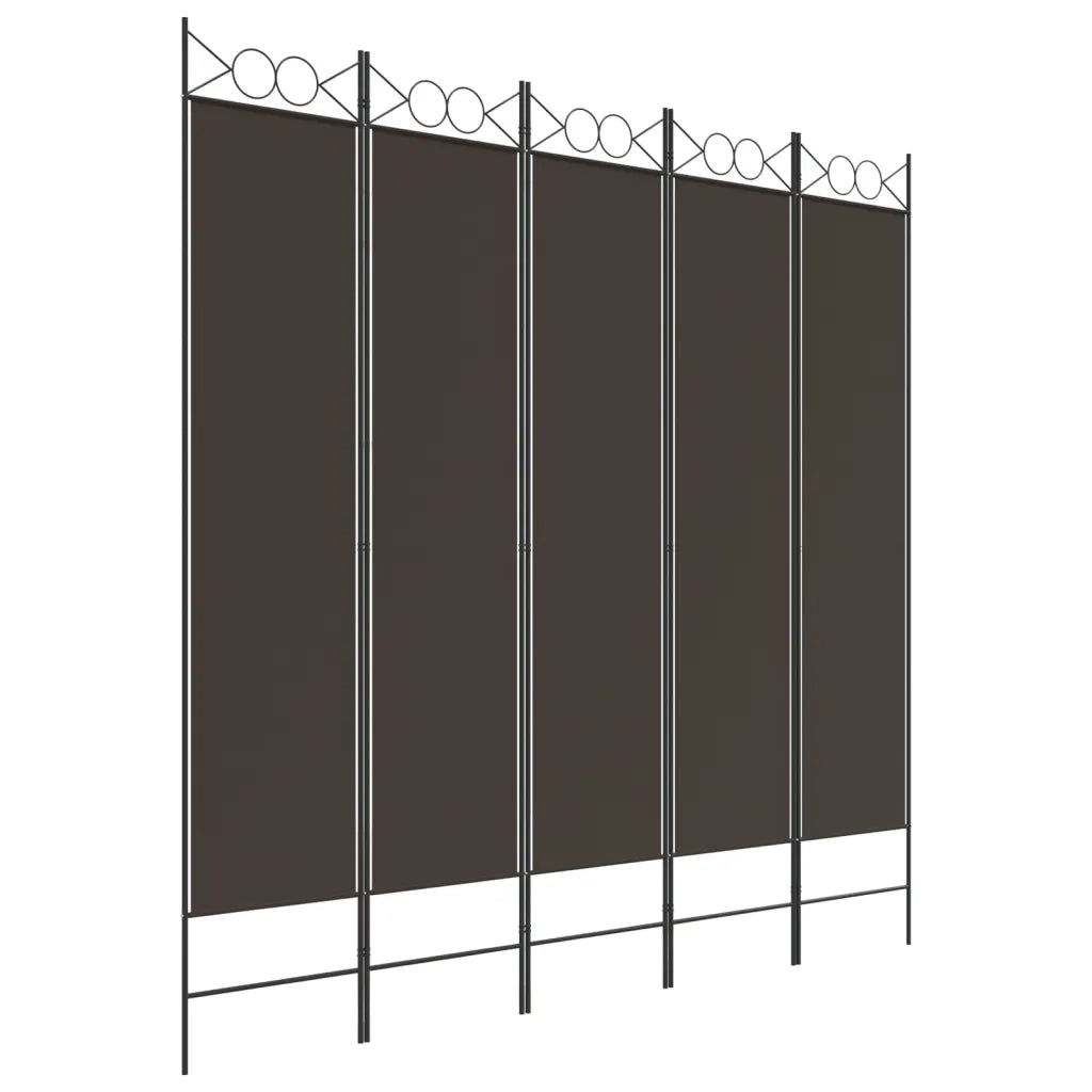 Divisorio a 5 Pannelli Marrone 200x200 cm in Tessuto 350155