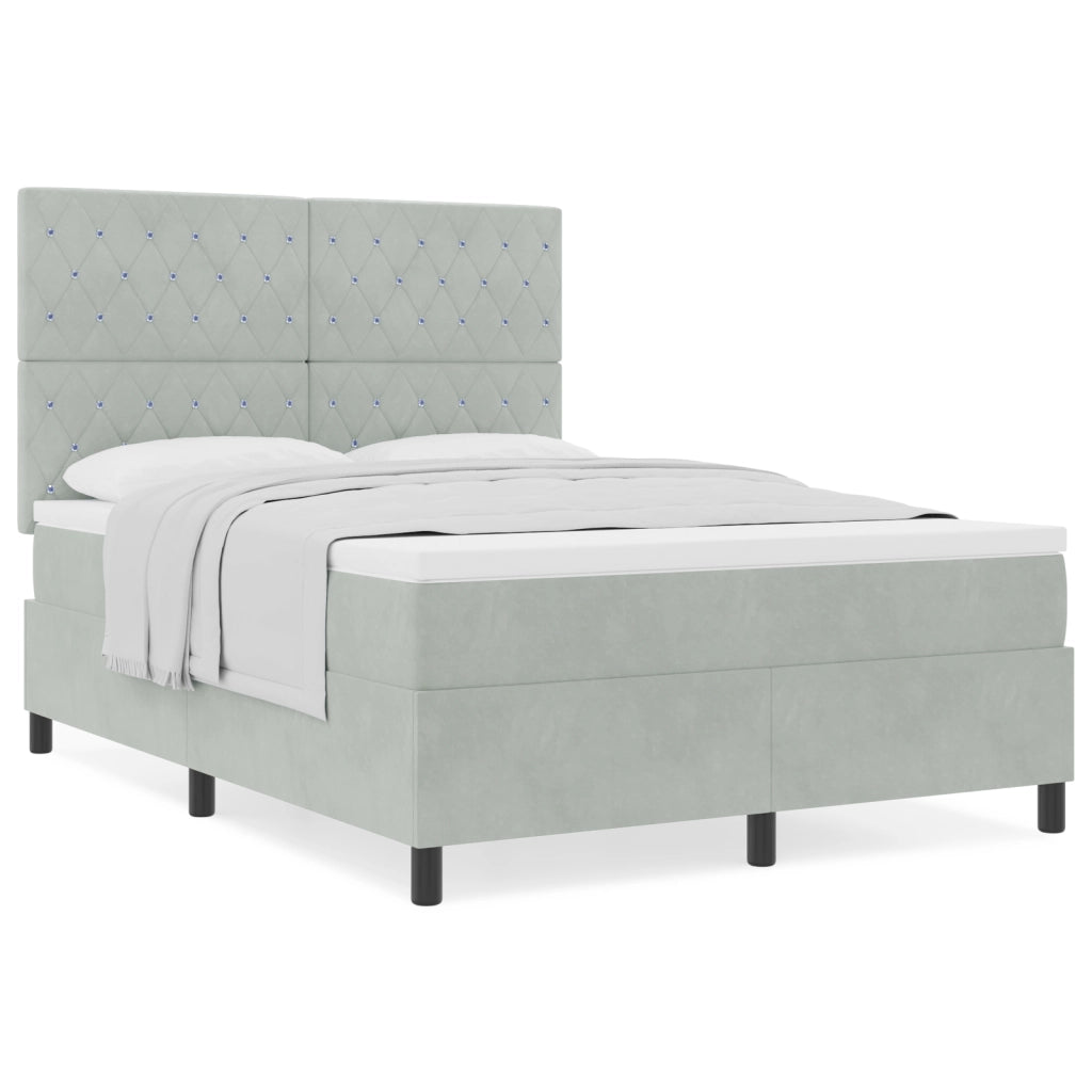 Letto a Box con Materasso Grigio Chiaro 140x190 cm Velluto