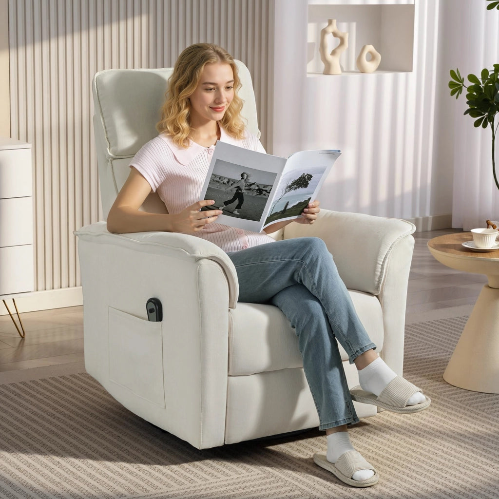 Poltrona Elettrica Reclinabile con Poggiapiedi ¨C zephmum ¨C Cremewei?