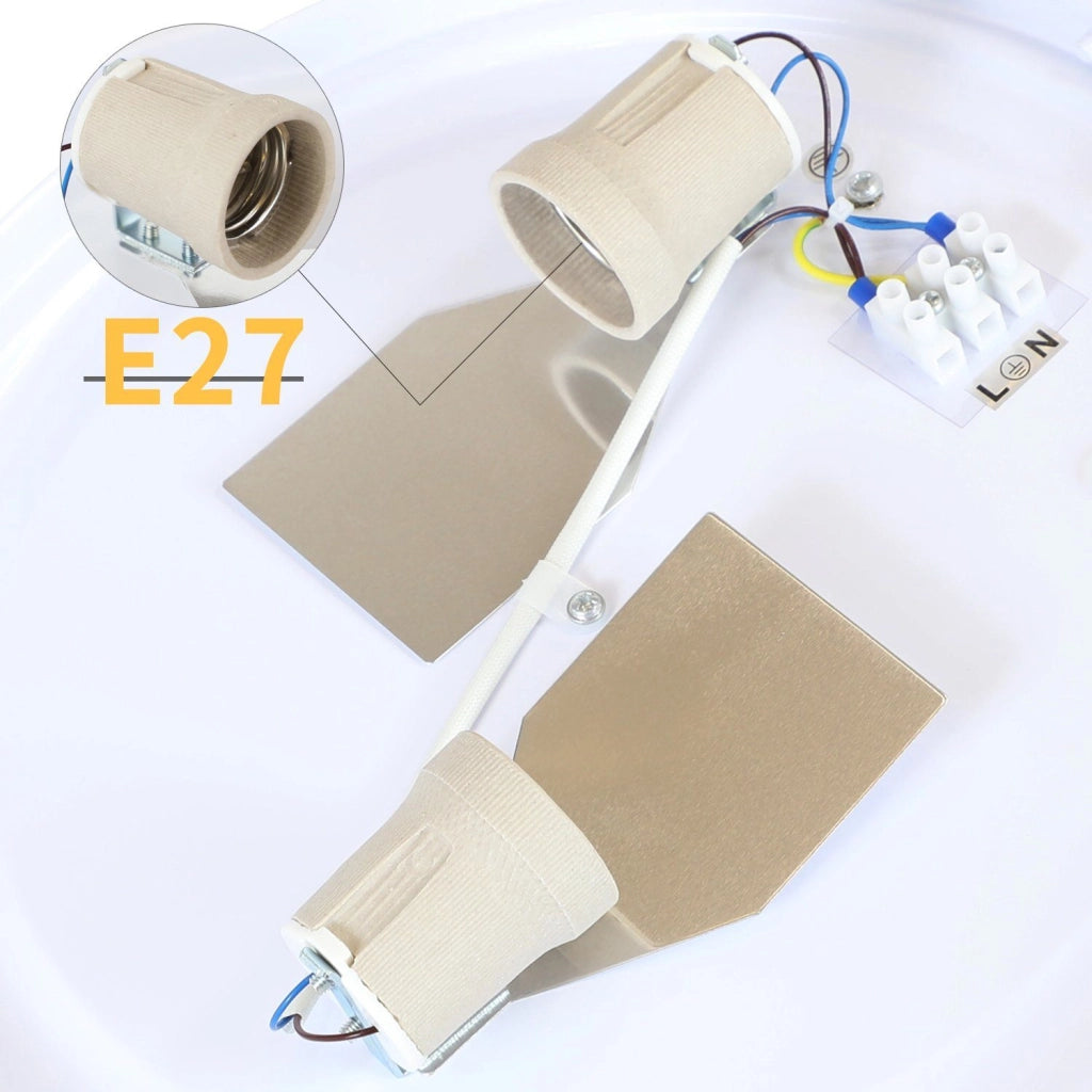 ZMH Lampada da soffitto rotonda in tessuto 38 cm con attacco E27 per illuminazione interna