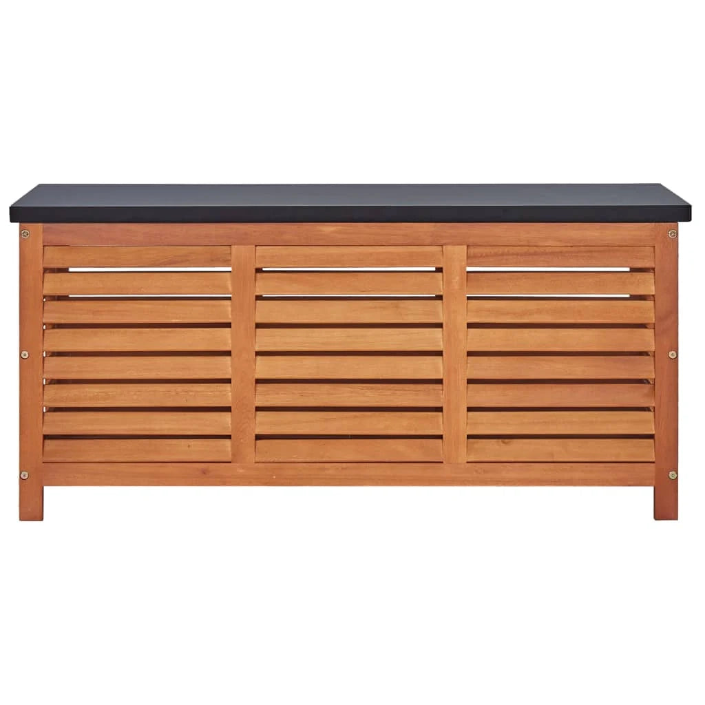 Baule portaoggetti da giardino 117 x 50 x 55 cm eucalipto massiccio marrone e nero 02_0013002