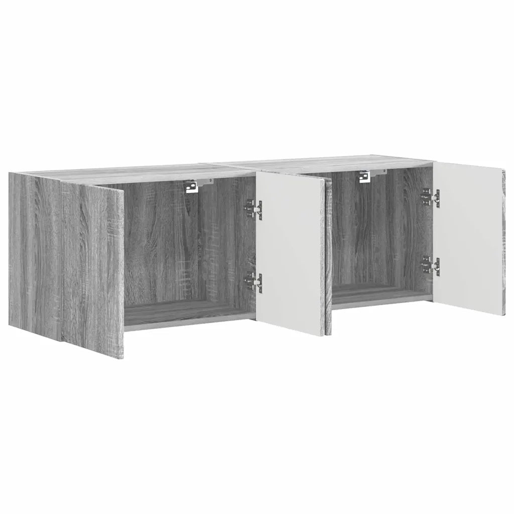 Mobile TV da parete 2 pz-Set di 2 Mobile TV a Muro-Credenza TV Grigio Sonoma 59,5 x 31 x 40 cm