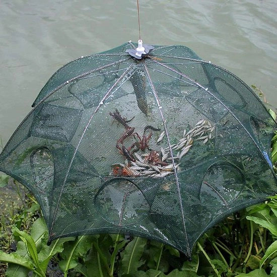 Scoiopera da giardino esterna sostenibile con rete da pesca a 8 fori per la pesca di gamberi e altri tipi di pesce