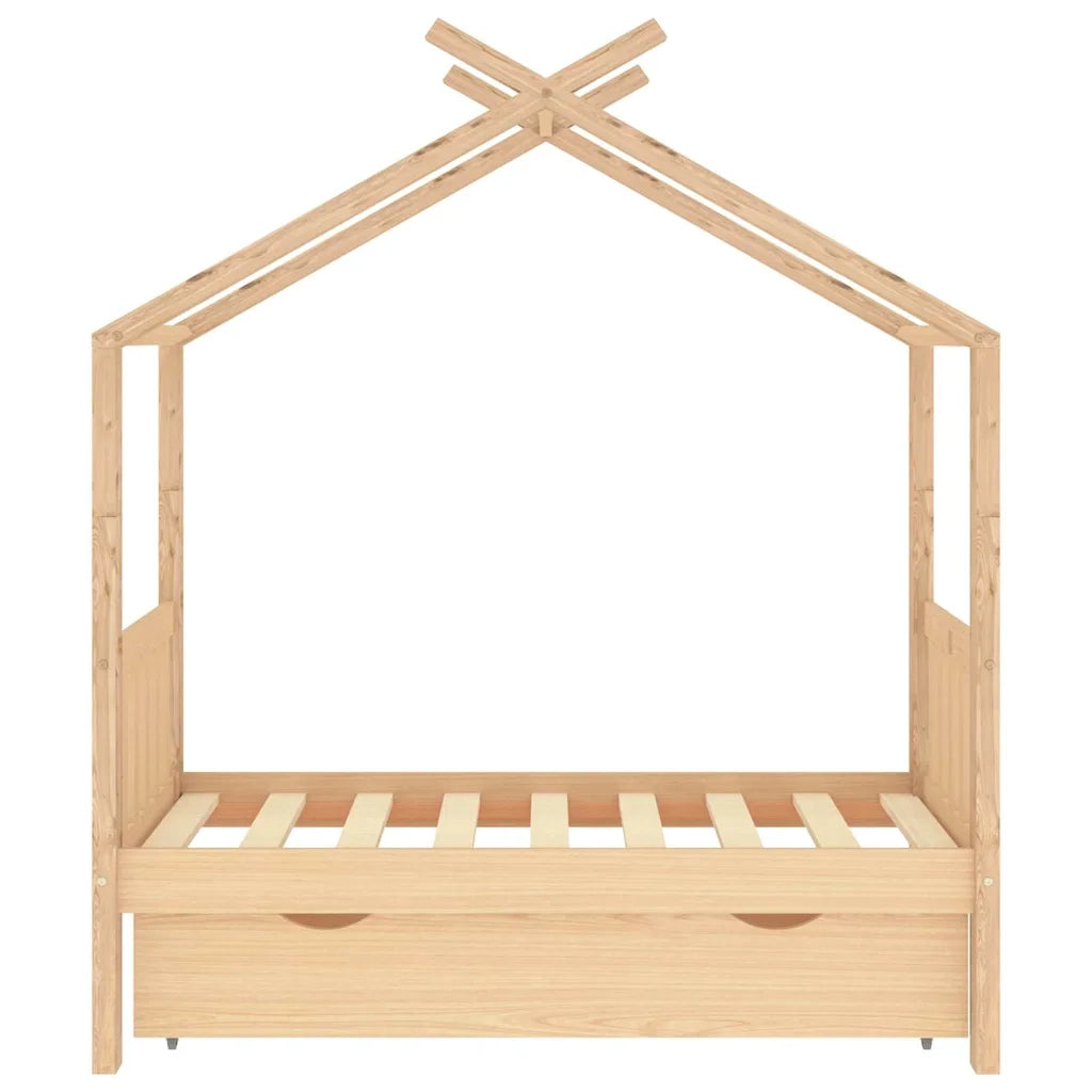 Giroletto per Bambini con Cassetto Legno Massello Pino 70x140cm
