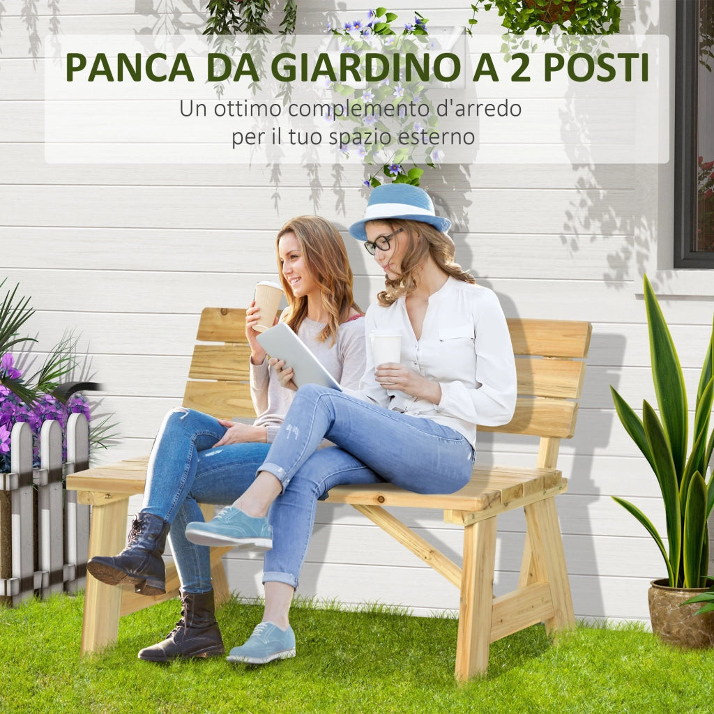 Panchina da Giardino 2 Posti in Legno ¨C zephmum ¨C Naturale 116x56x80