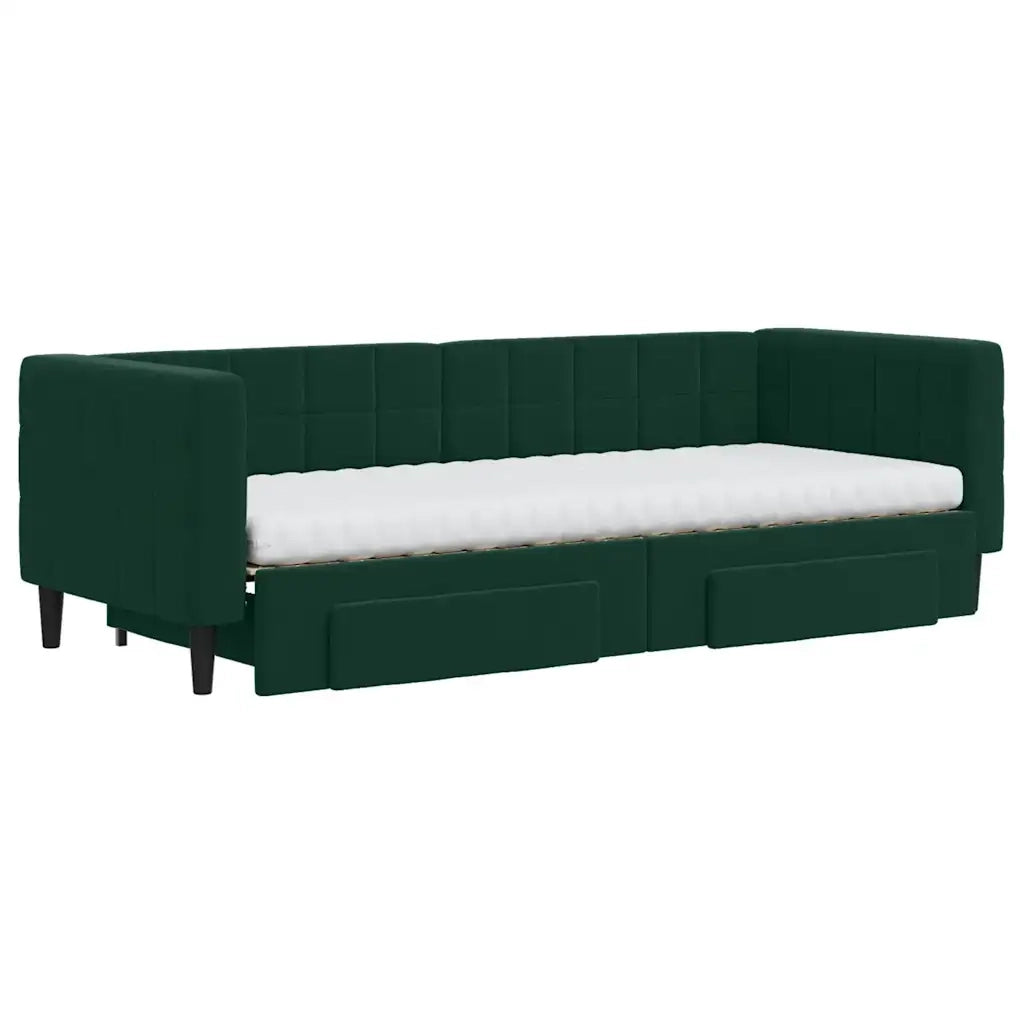 Divano Letto Estraibile Cassetti Verde Scuro 80x200cm Velluto 3196758