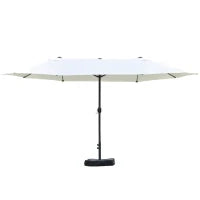 Ombrellone da Giardino XXL 4,6L x 2,7l x 2,4H cm con Base a Croce, Apertura e Chiusura con Manovella, Acciaio e Poliestere ad Alta Densità, Beige
