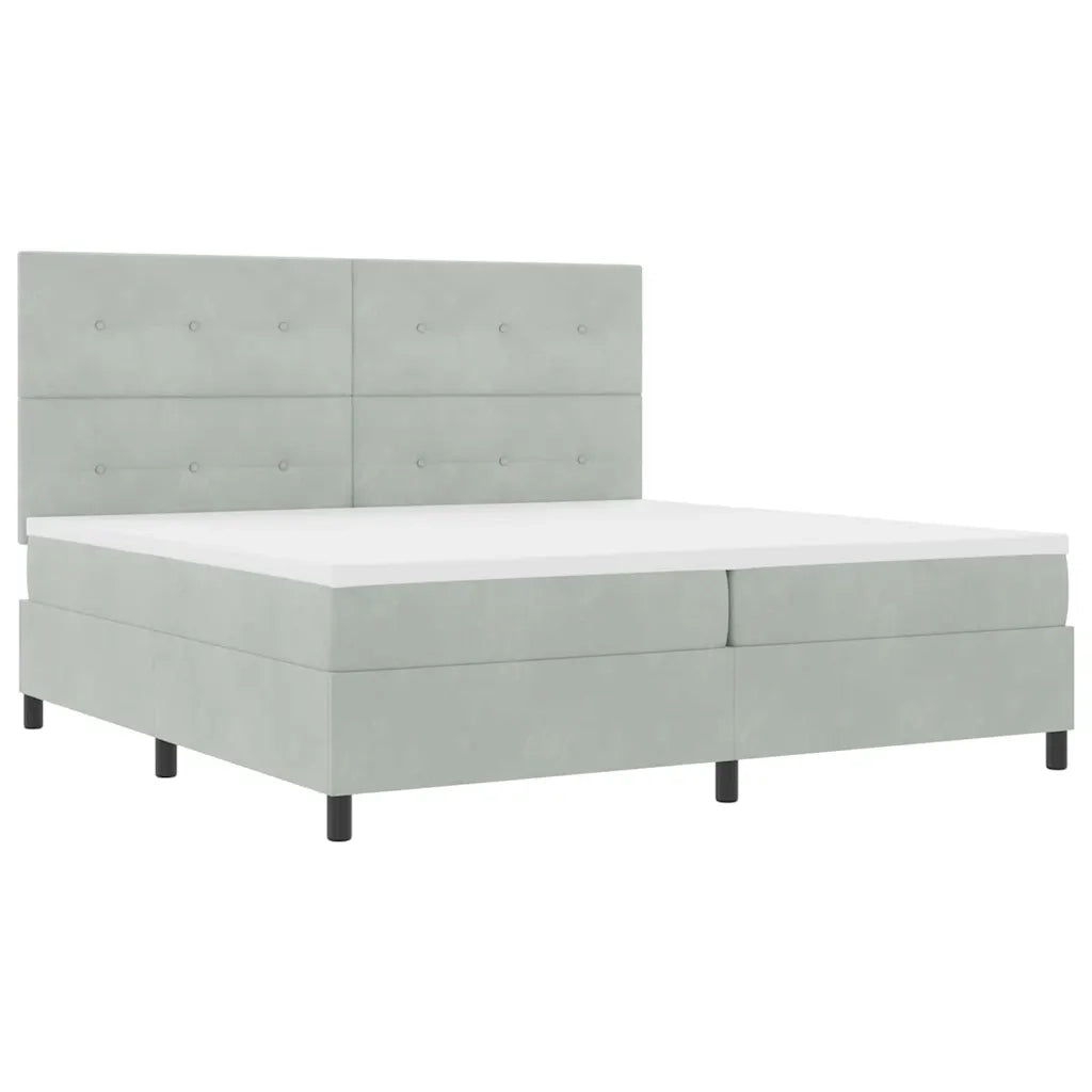 Letto a Sorgente LED Grigio chiaro 200 x 200 cm Tessuto